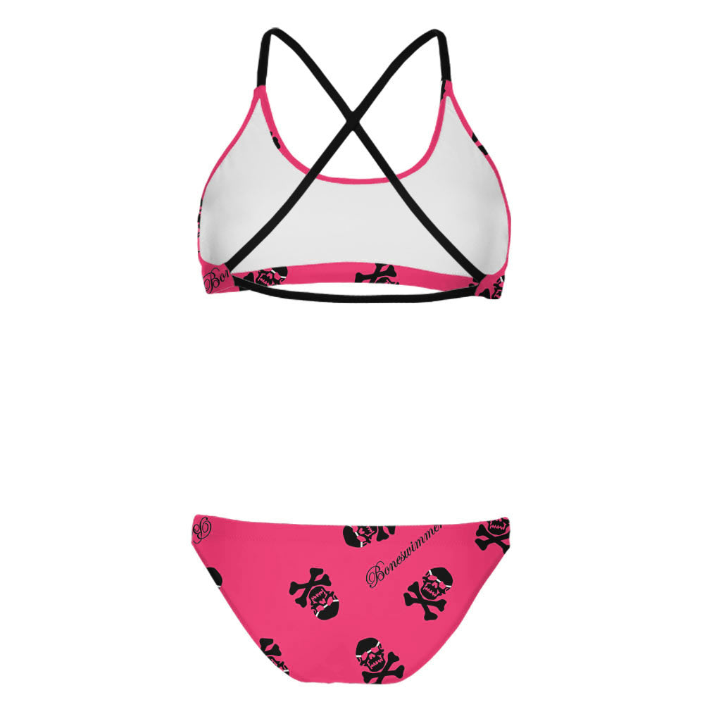 Bikini MAUI - A35F FUXIA FLUO + BLACK SKULLS